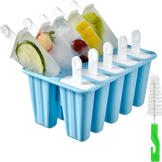 Silikonowe foremki na 10 lodów na patyku, BPA free