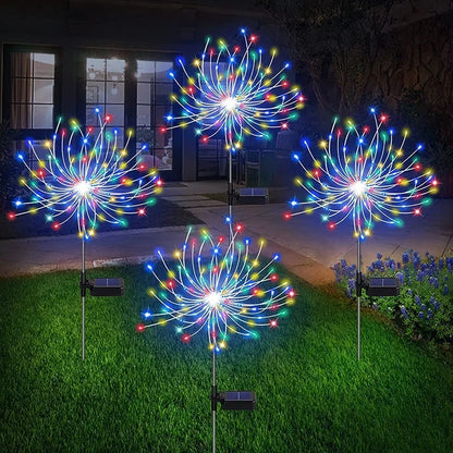 Solarne lampki LED fajerwerki, dekoracyjne oświetlenie ogrodowe