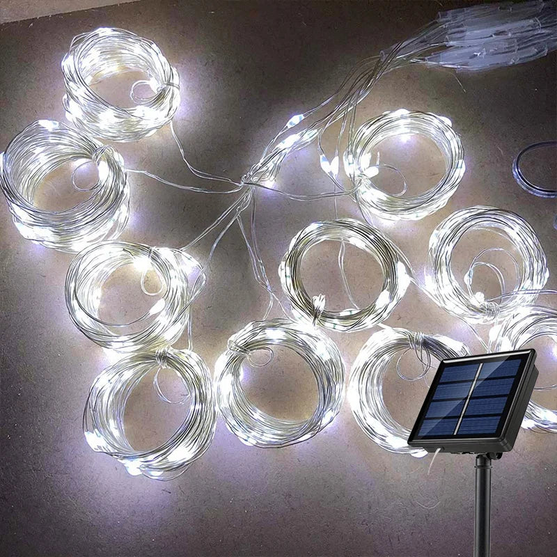 Wodoodporne solarne kurtynowe lampki LED do ogrodu i dekoracji